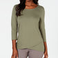 Karen Scott Women's Solid Long Sleeve Jewel Neck Top Green Size XX-Large