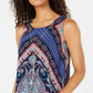 JM Collection Women's Sleeveless Printed Necklace Top Blue Size Small
