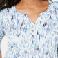 Karen Scott Women's Printed Split Neck Top Blue Size X-Small