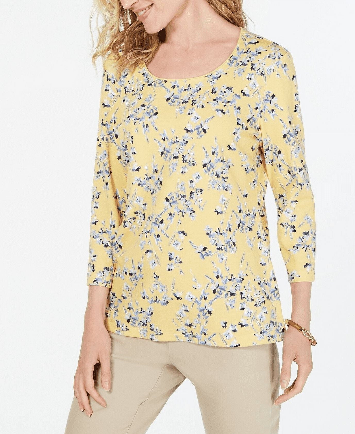 Karen Scott Women's Purple Printed Long Sleeve Top Size X-Large