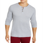 Club Room Men's Waffle Knit Crewneck Henley Shirt Gray Size Medium