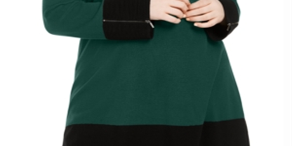 Alfani Women's Plus Colorblocked Ottoman Tunic Sweater Green Size 3X