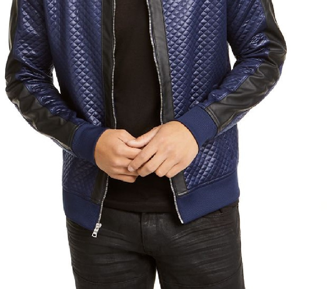 INC International Concepts Men's Quilted Knit Vacation Jacket Blue Size X-Large