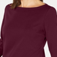 Karen Scott Women's Button Side 3/4 Sleeve Cotton Top Wine Size Small