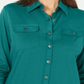 केरेन स्कॉट महिलाओं के लिए मिक्स्ड मीडिया बटन फ्रंट टॉप नीला मीडियम साइज़