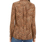 Charter Club Women's Animal Print Blouse Brown Size Large