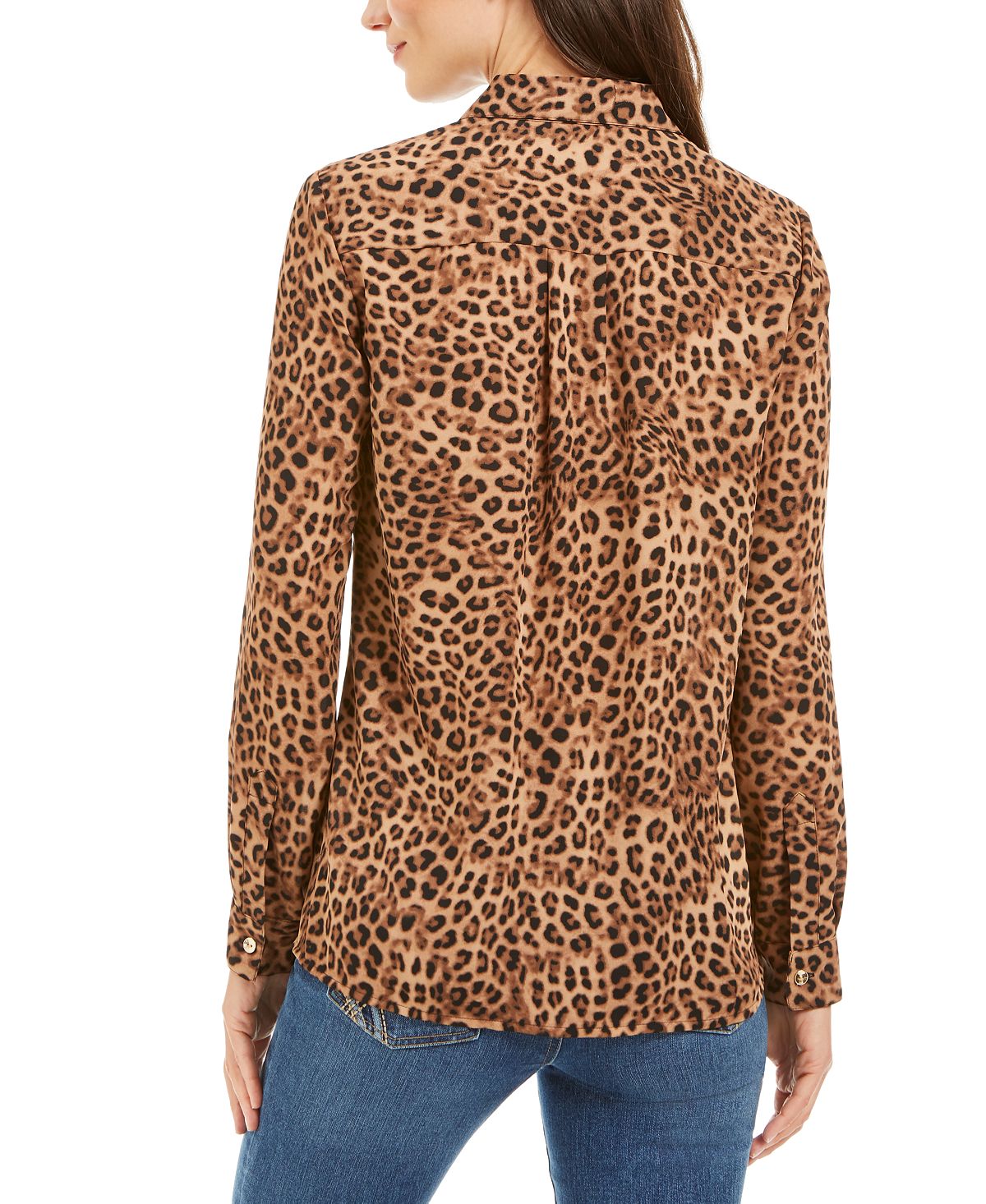 Charter Club Women's Animal Print Blouse Brown Size Large