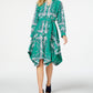 Charter Club Women's Printed Handkerchief-Hem Shirtdress Green Size Petite Medium
