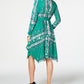 Charter Club Women's Printed Handkerchief-Hem Shirtdress Green Size Petite Medium