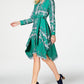 Charter Club Women's Printed Handkerchief-Hem Shirtdress Green Size Petite Medium