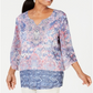 JM Collection Women's Embellished Angel Sleeve Top PinkSize L