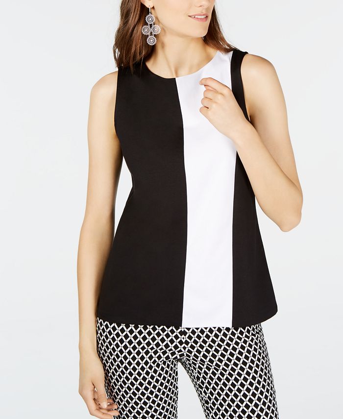 INC International Concepts Women's Colorblocked Top Black Size XX-Large