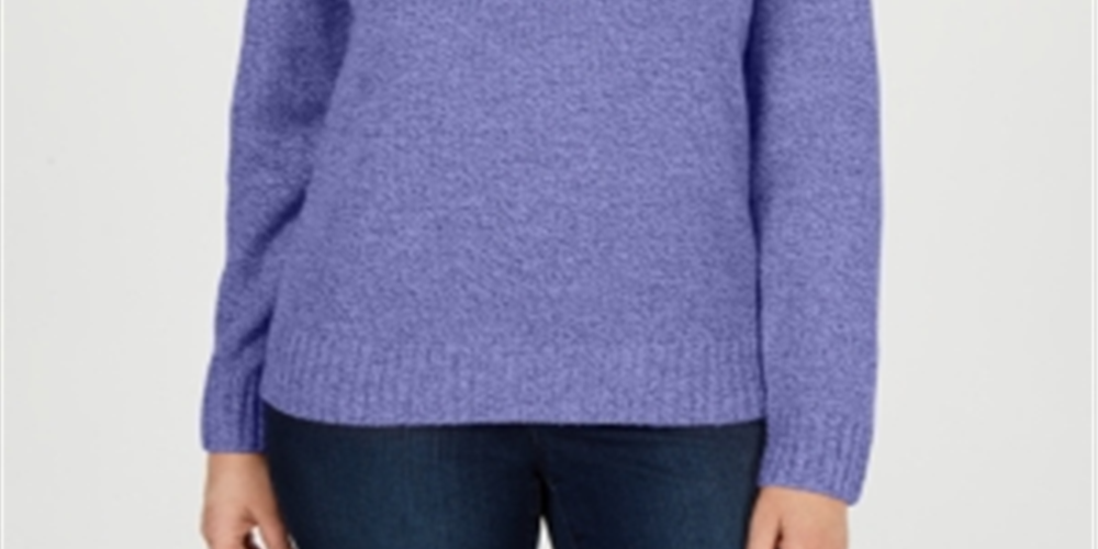 Karen Scott Women's Wing Collar Zip Neck Sweater Purple Size XX-Large