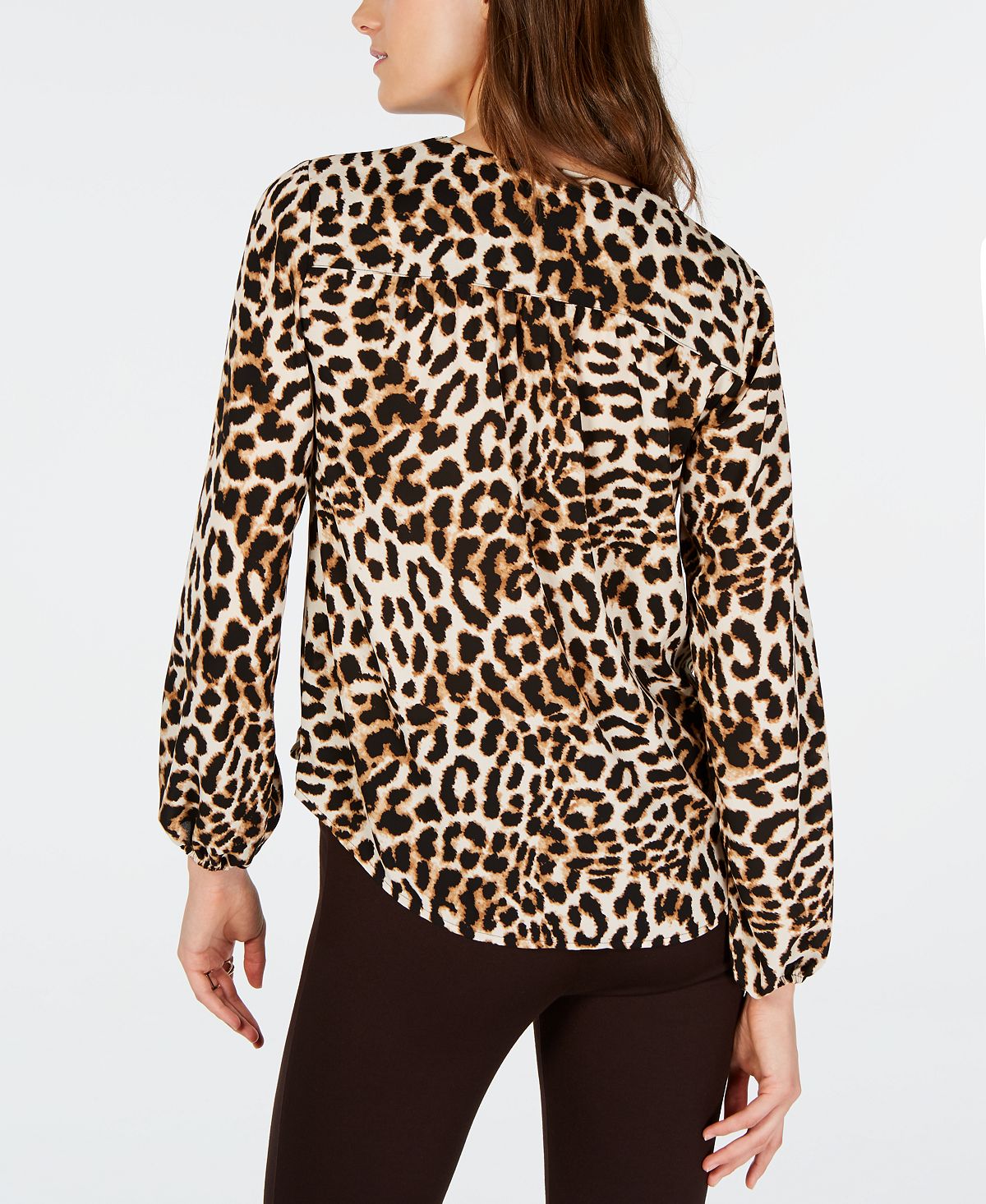 INC International Concepts Women's Leopard Print Surplice Top Yellow Size Small