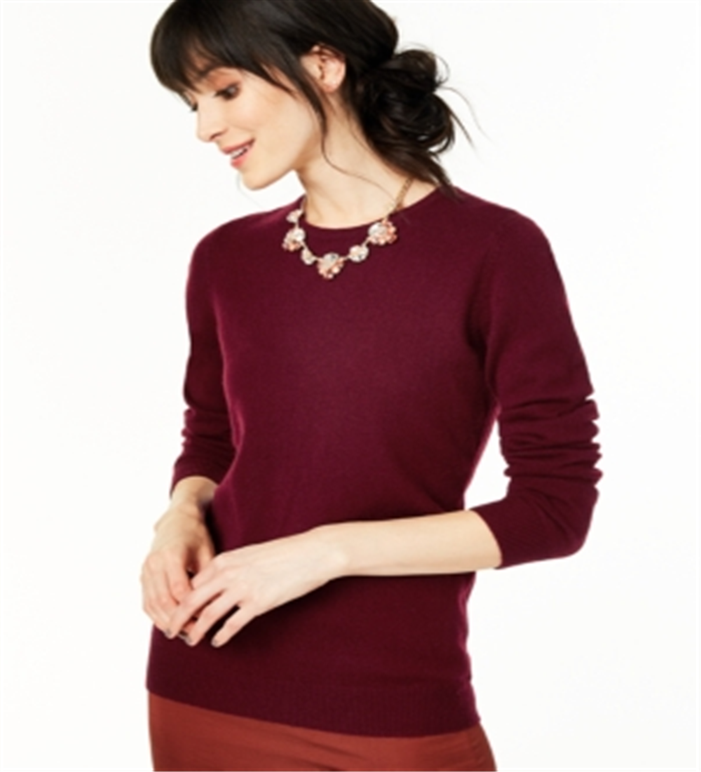 Charter Club Women's Crew Neck Cashmere Sweater Red Size Petite L