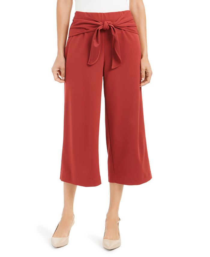 अल्फानी महिला टाई फ्रंट क्यूलॉट पैंट लाल साइज 8