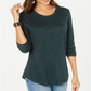 Style & Co Women's Scoop Neck Top Green Size Petite