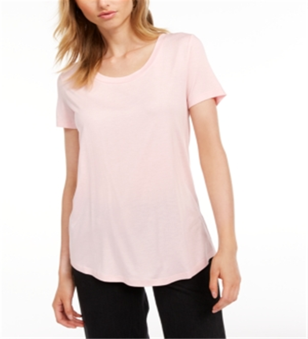 Maison Jules Women's Scoop Neck T-Shirt Pink Size Large