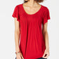 Style & Co Women's Flutter Sleeve Pintucked Top Red Size Petite