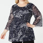 JM Collection Women's Plus Printed Lace Tunic Blue Size 0X