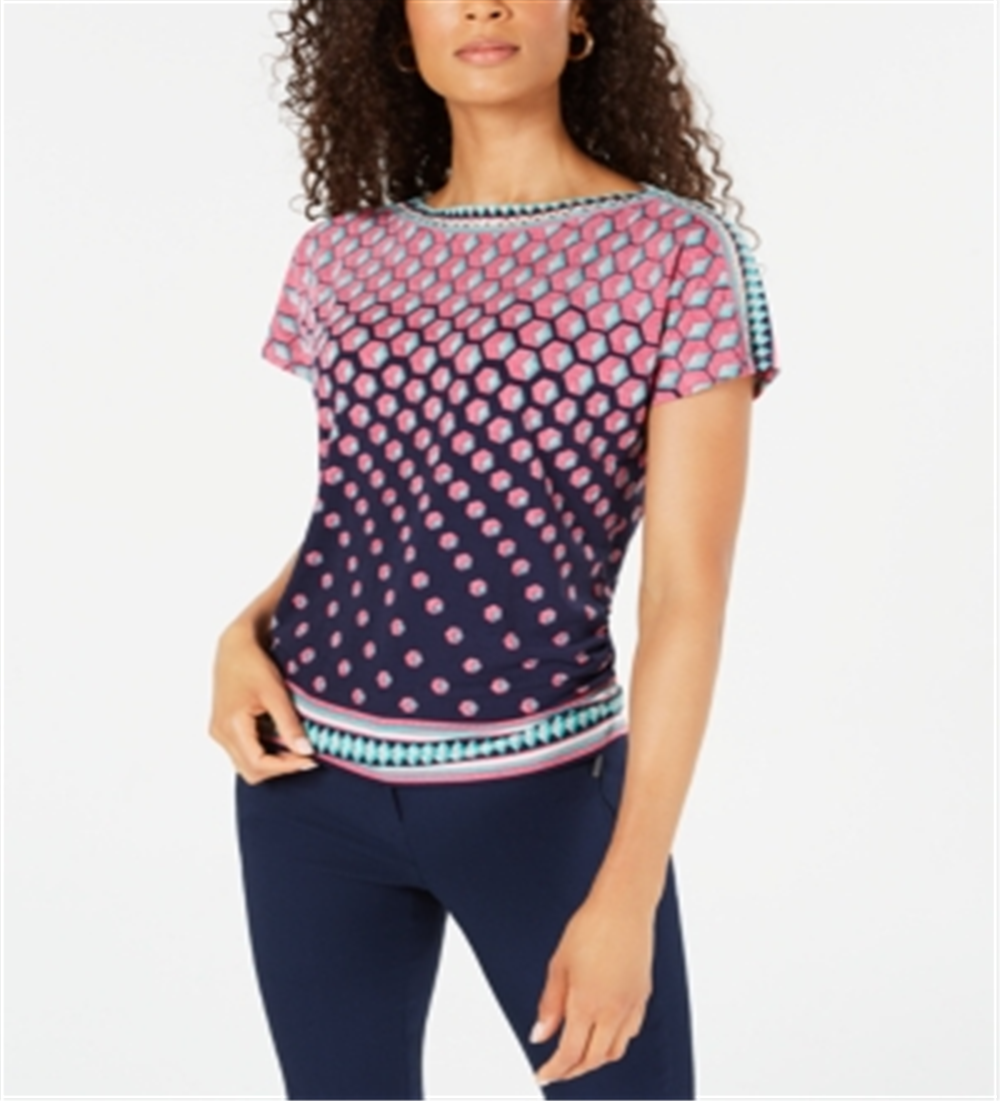 JM Collection Women's Printed Top Pink Size Small