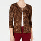 Charter Club Women's Printed Cardigan Brown Size Petite Small