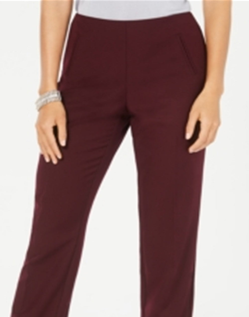 Style & Co Women's Tummy Control Pull On Straight Leg Pants Red Size 18