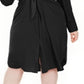 Alfani Women's Plus Tie Front Shirtdress Black Size Petite Small