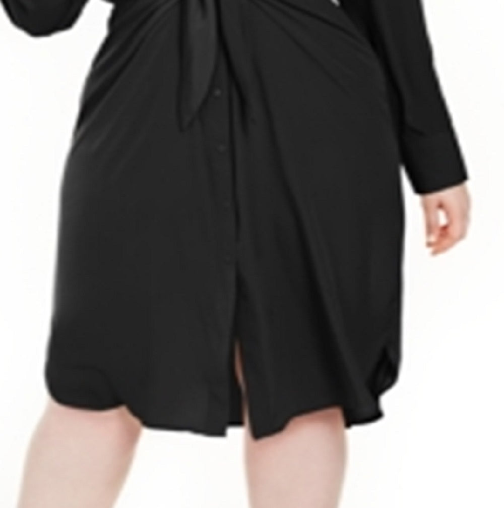 Alfani Women's Plus Tie Front Shirtdress Black Size Petite Small