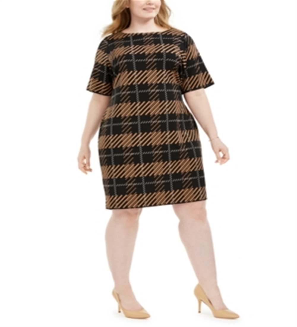 Alfani Women's Printed Sheath Dress Black Size 26W