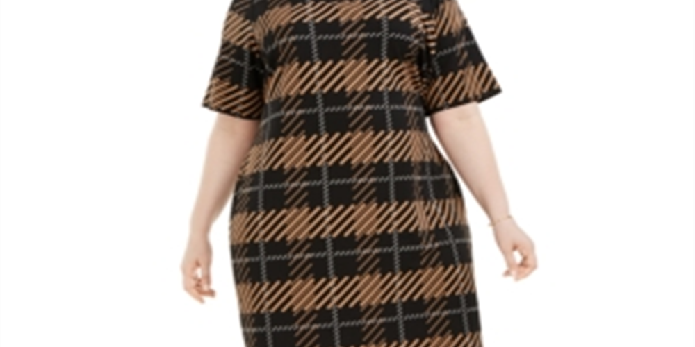 Alfani Women's Printed Sheath Dress Black Size 26W
