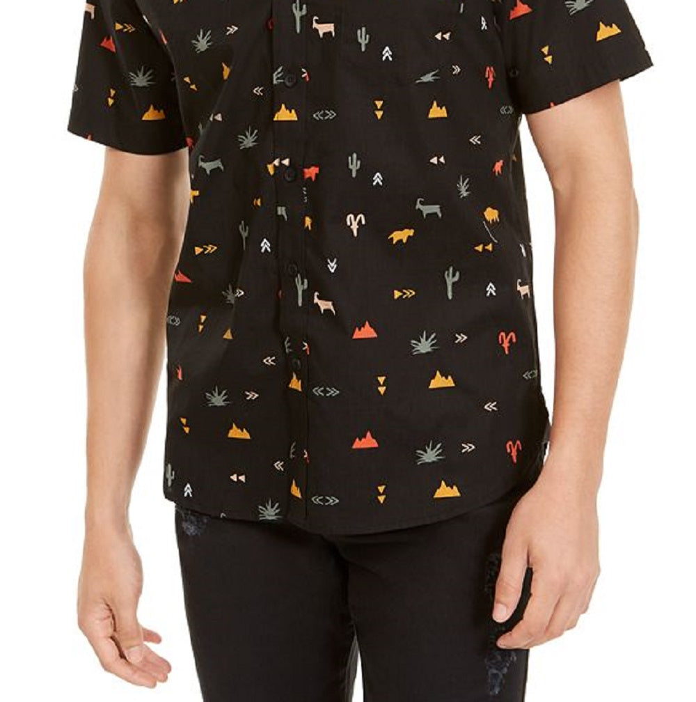 American Rag Men's Hieroglyphics Print Shirt Black Size XX-Large