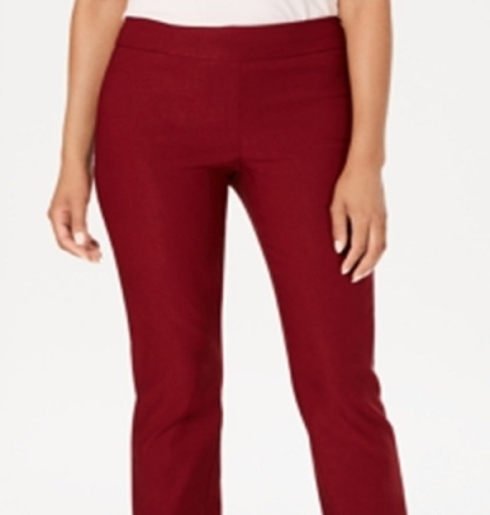 Charter Club Women's Cambridge Skinny Pull On Tummy Control Pants Red Size 10