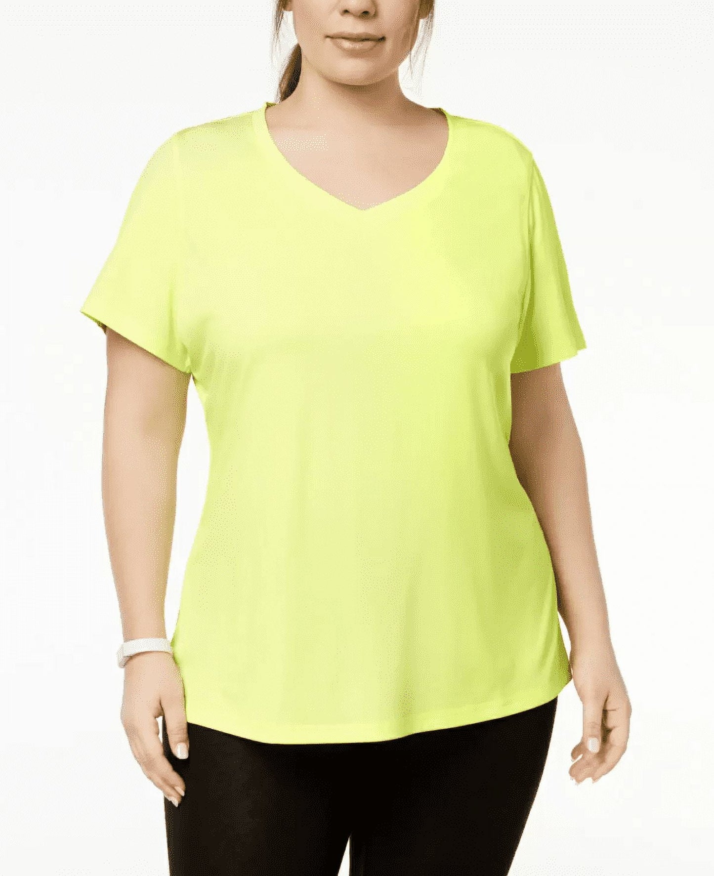 Ideology Women's Yellow Plus Size Rapidry V-Neck T-Shirt Size 2X