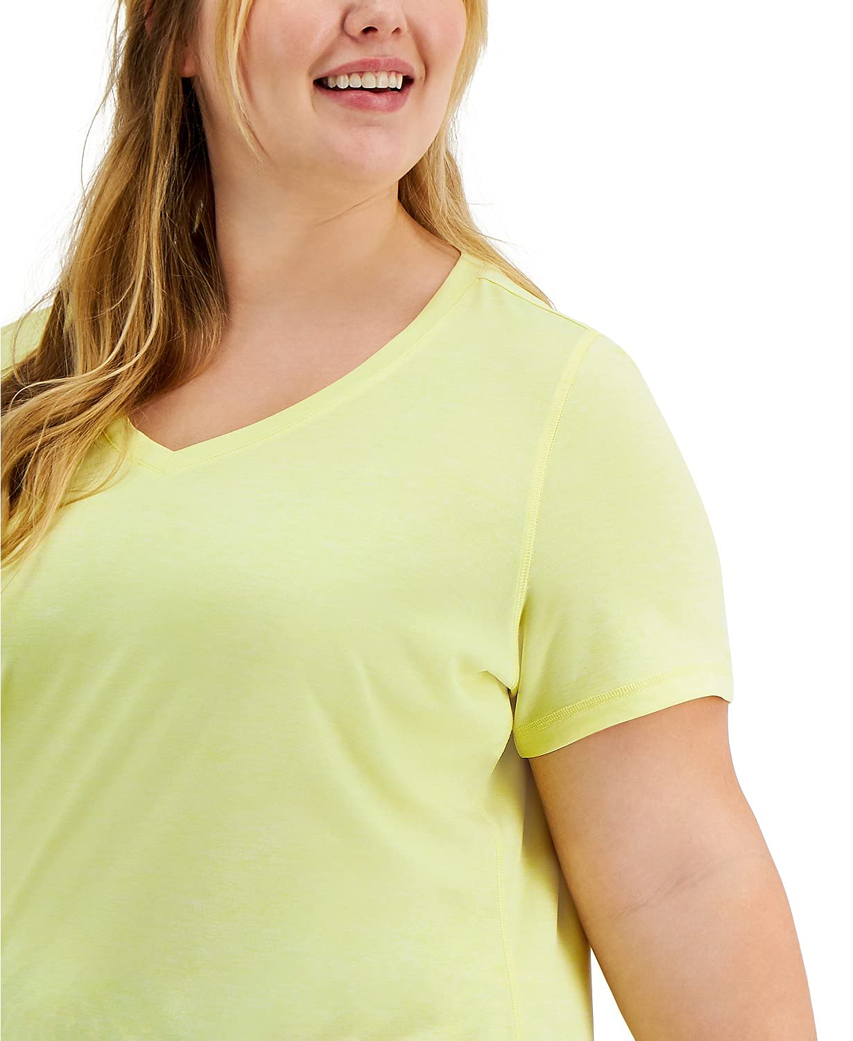 Ideology Women's Yellow Plus Size Rapidry V-Neck T-Shirt Size 2X
