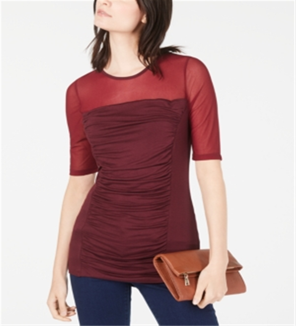INC International Concepts Women's Ruched Illusion Top Red Size X-Large