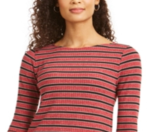 Charter Club Women's Heather Long Sleeve Top Red Size X-Small