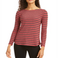 Charter Club Women's Heather Long Sleeve Top Red Size X-Small