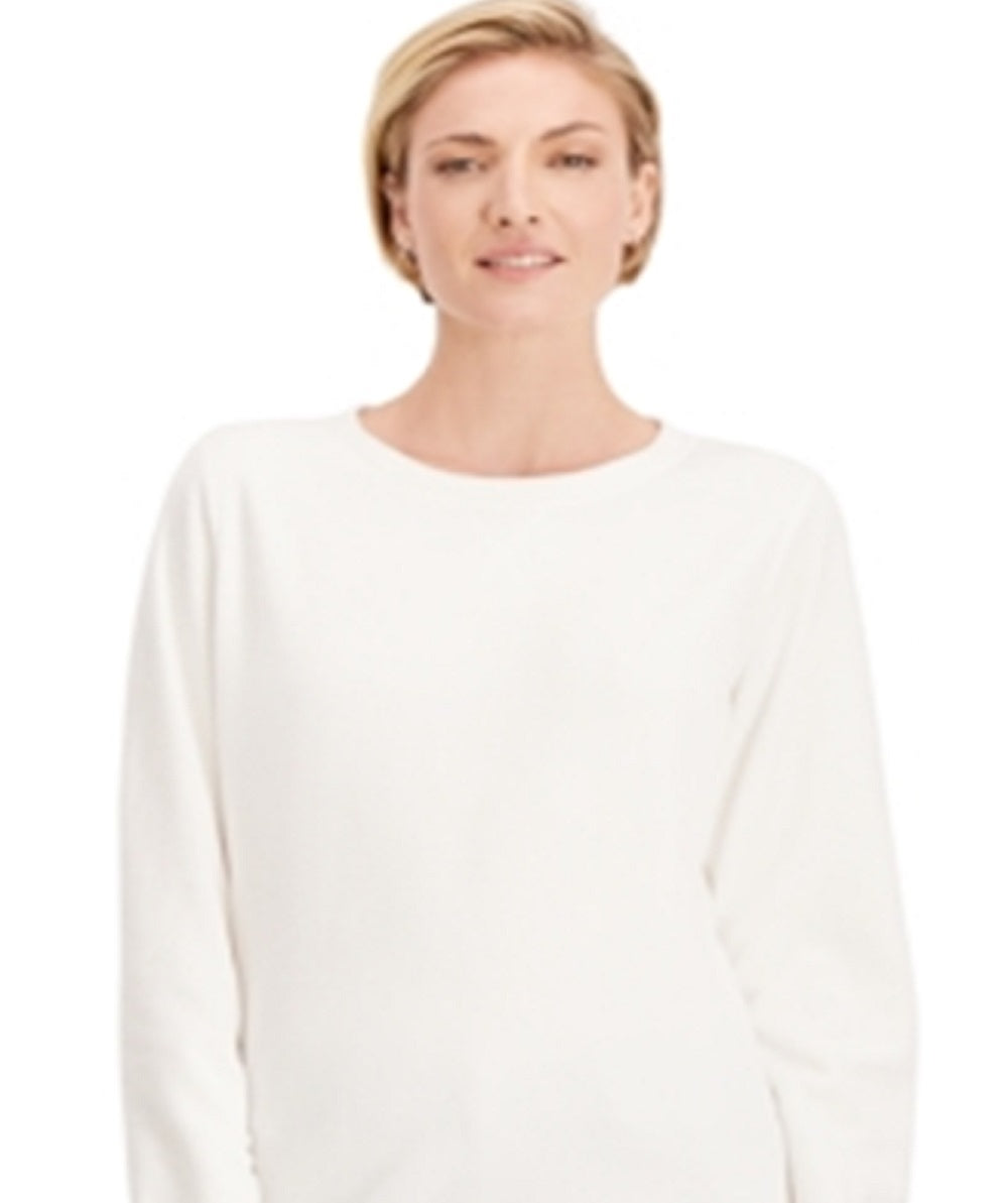 Karen Scott Women's Sport Fleece Sweatshirt White Size Medium