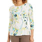 JM Collection Women's 3/4 Sleeve Novelty Printed Jacquard Top Green Size XX-Large