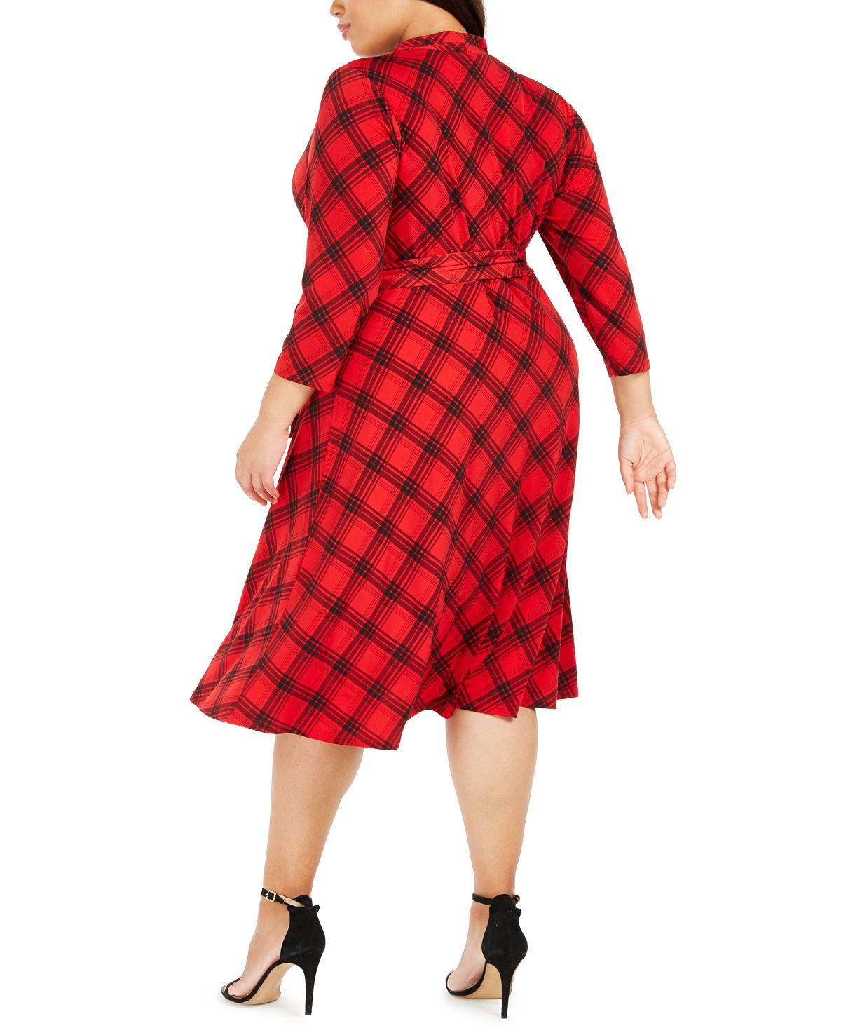 Charter Club Women's Plus Plaid V Neck Dress Red Size 0X