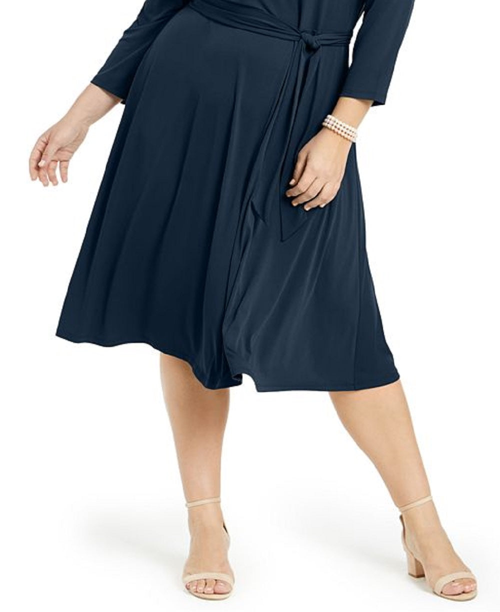 Charter Club Women's V Neck Belted Dress Blue Size 4X