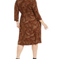 Charter Club Women's Plus Reversible Tie Waist Dress Brown Size 4X