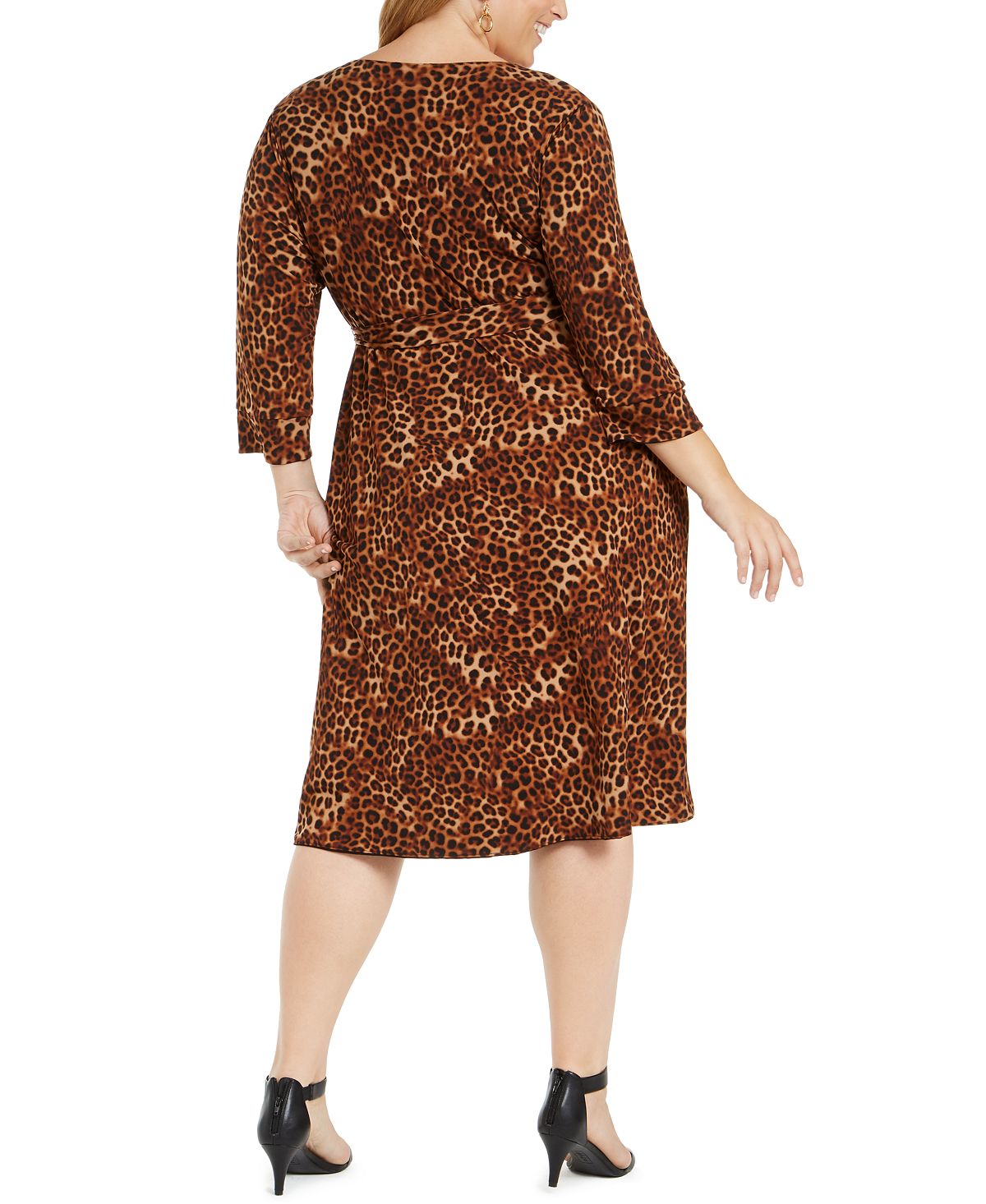 Charter Club Women's Plus Reversible Tie Waist Dress Brown Size 4X