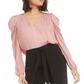 Bar III Women's Key Hole V Neck Blouse Pink Size Medium
