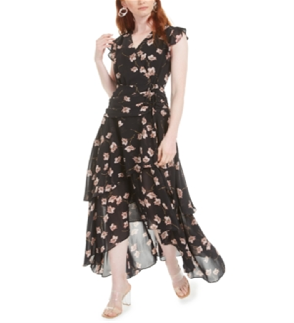 Bar III Women's High Low Maxi Dress Black Size 10