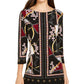 JM Collection Women's Printed Grommet Hem Tunic Black Size Medium