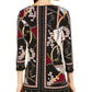 JM Collection Women's Printed Grommet Hem Tunic Black Size Medium
