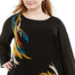 Alfani Women's Printed Tunic Blouse Yellow Size 1X