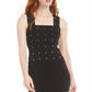 Bar III Women's Beaded Sleeveless Square Neck Tank Top Black Size XX-Large